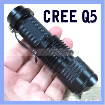 Mini LED Torch CREE Q5 LED Clip Flashlight Adjustable Focus Zoom Flash Light